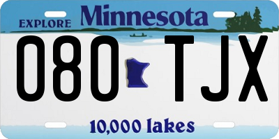 MN license plate 080TJX