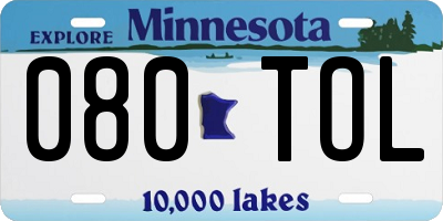 MN license plate 080TOL