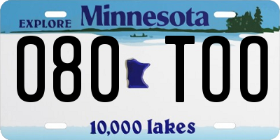 MN license plate 080TOO