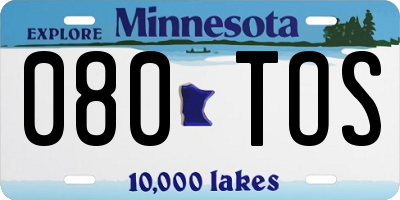 MN license plate 080TOS