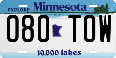 MN license plate 080TOW