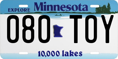MN license plate 080TOY