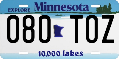 MN license plate 080TOZ