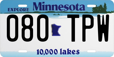 MN license plate 080TPW