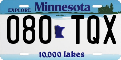 MN license plate 080TQX