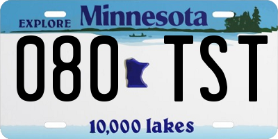 MN license plate 080TST