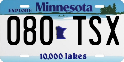 MN license plate 080TSX