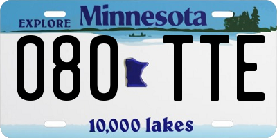 MN license plate 080TTE