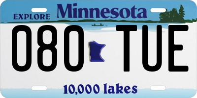 MN license plate 080TUE