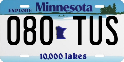 MN license plate 080TUS