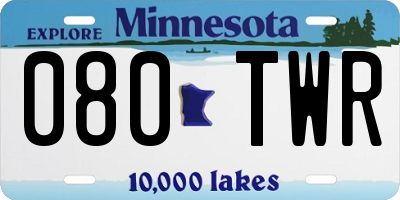 MN license plate 080TWR
