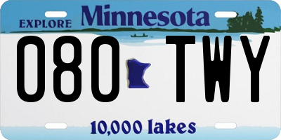 MN license plate 080TWY