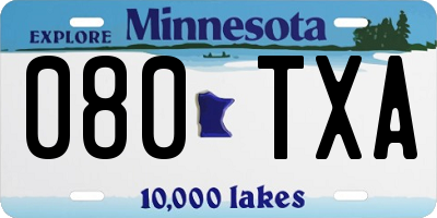 MN license plate 080TXA