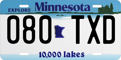 MN license plate 080TXD