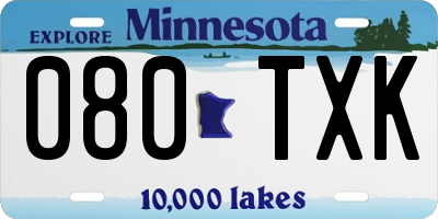 MN license plate 080TXK