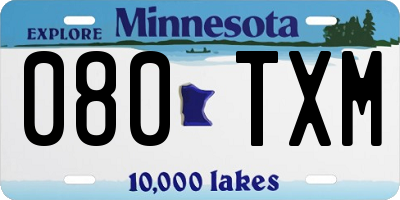 MN license plate 080TXM