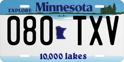 MN license plate 080TXV