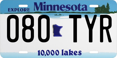 MN license plate 080TYR