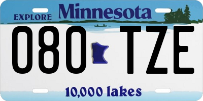 MN license plate 080TZE
