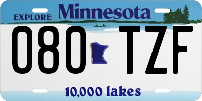 MN license plate 080TZF