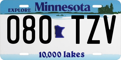 MN license plate 080TZV