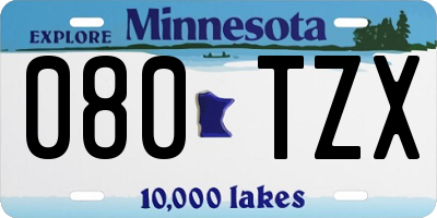 MN license plate 080TZX
