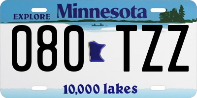 MN license plate 080TZZ