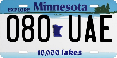 MN license plate 080UAE