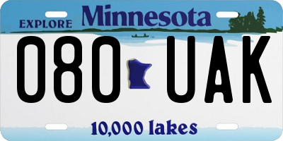 MN license plate 080UAK