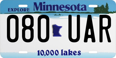 MN license plate 080UAR