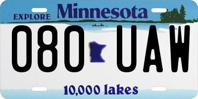 MN license plate 080UAW