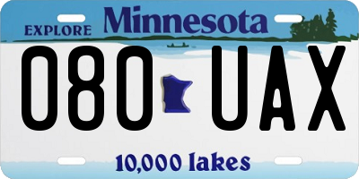 MN license plate 080UAX