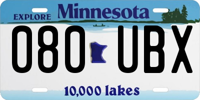 MN license plate 080UBX