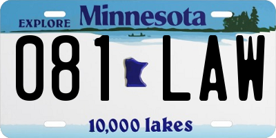 MN license plate 081LAW