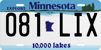 MN license plate 081LIX