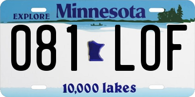 MN license plate 081LOF