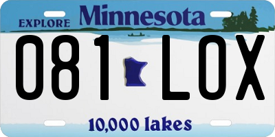 MN license plate 081LOX