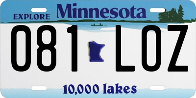 MN license plate 081LOZ