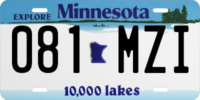 MN license plate 081MZI