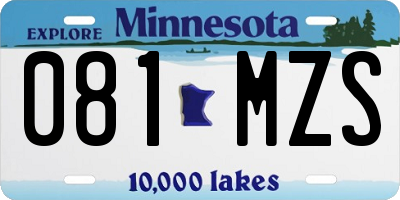 MN license plate 081MZS