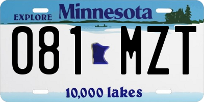 MN license plate 081MZT