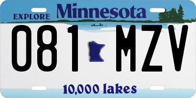 MN license plate 081MZV