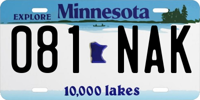 MN license plate 081NAK