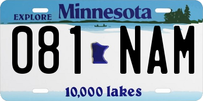 MN license plate 081NAM