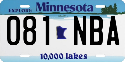 MN license plate 081NBA