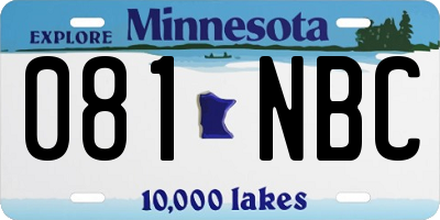 MN license plate 081NBC