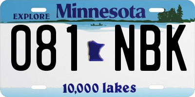 MN license plate 081NBK
