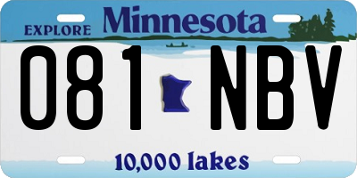 MN license plate 081NBV