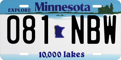 MN license plate 081NBW