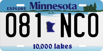 MN license plate 081NCO